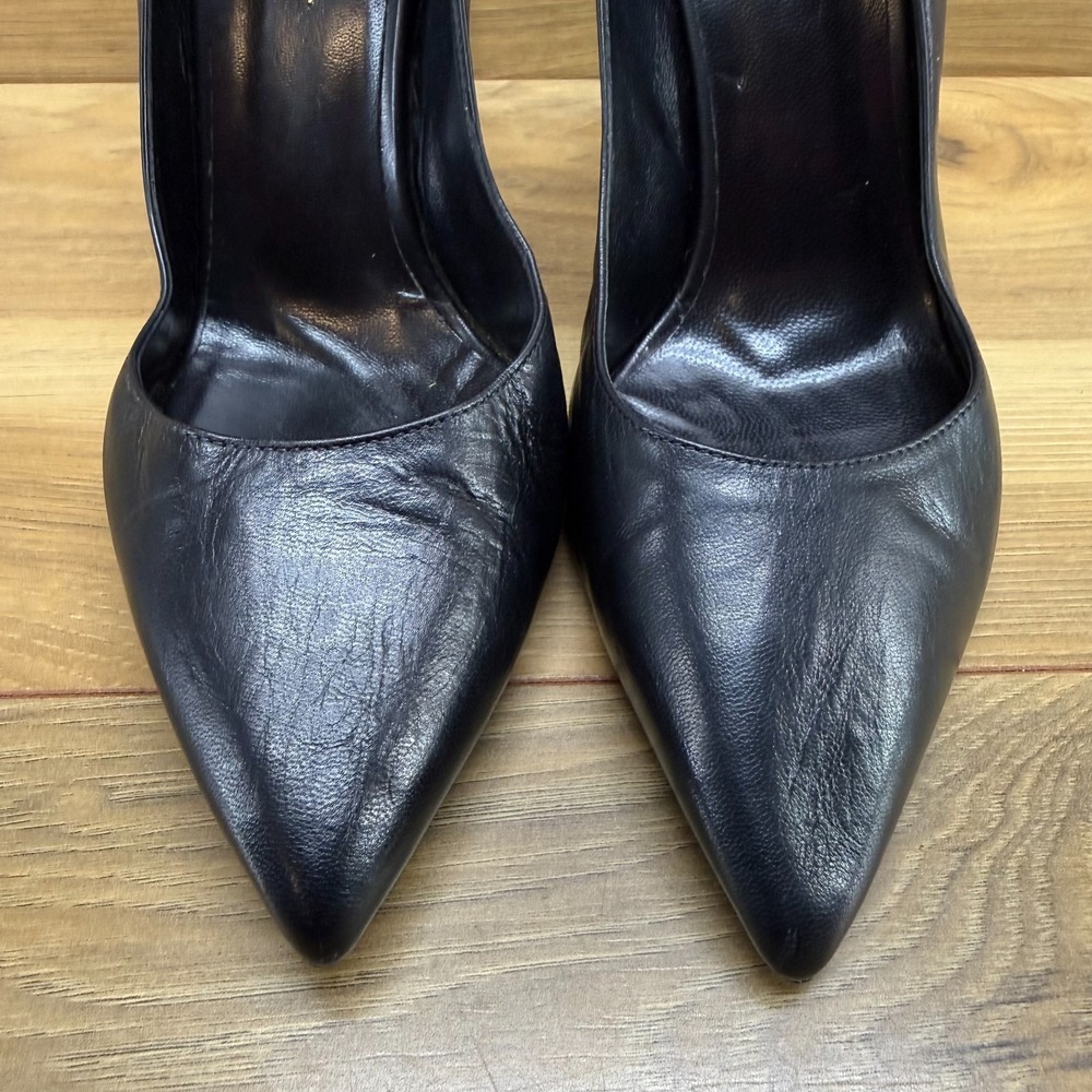 Saint Laurent Paris Pointed Toe Pumps Heel 7 EU 37 Black Leather Formal Business - Picture 5 of 10